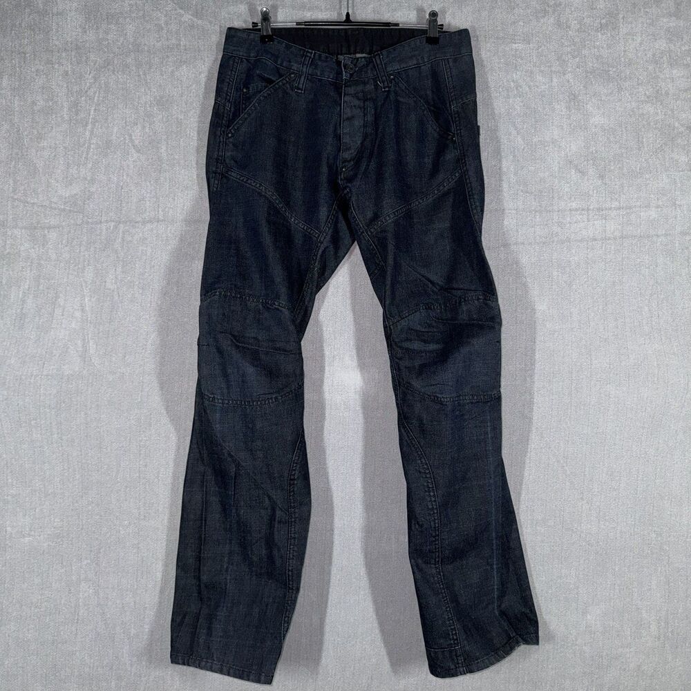 G Star RAW Elwood Custom Straight Jeans 32x32 Dark Wash 3D Panel Denim Moto
